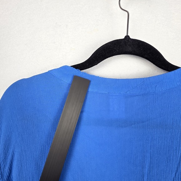 Mynah Womens Swim Coverup M Blue Long Sleeve V-Neck Cruise Beach 100% Rayon - Picture 8 of 15